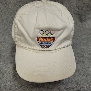 VTG Kodak 1992 Olympics Sponsor Hat Mens OS White Snapback Rope Cap Made In USA